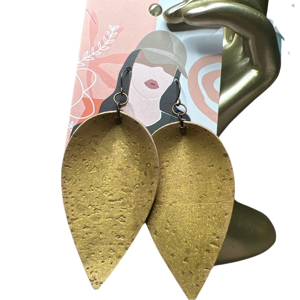 Gold Tone Cork Earrings